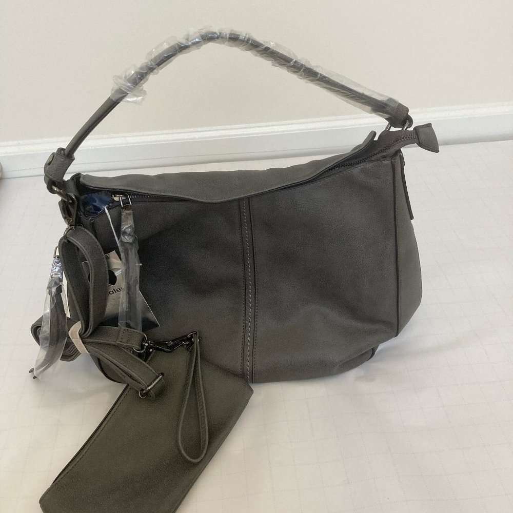 REALER Hobo Bag Purse Dark Gray Vegan Leather New With Tags